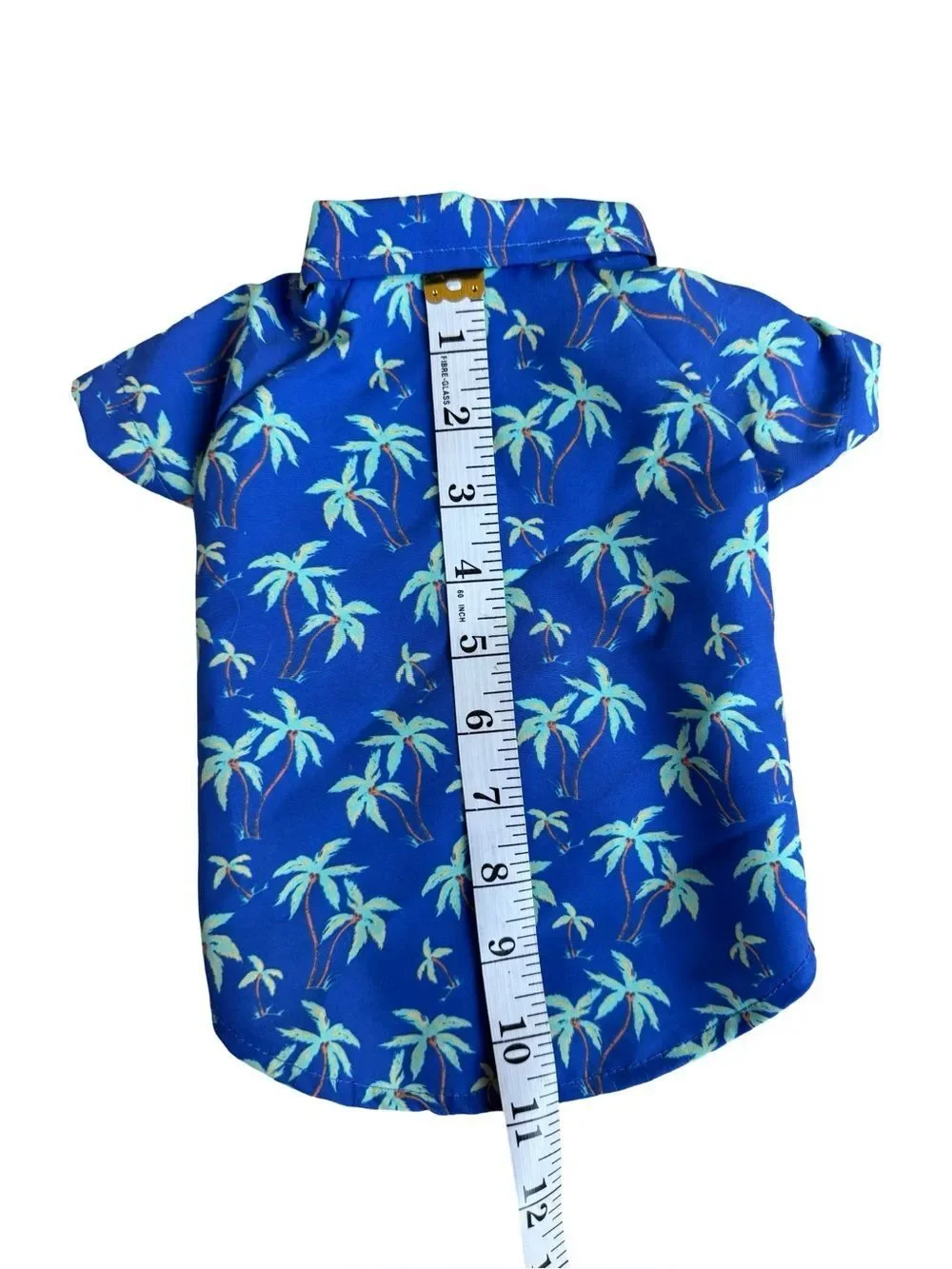 Buttons & Bones Blue Button Up & Velcro Tropical Print Dog Shirt Size Small NWT